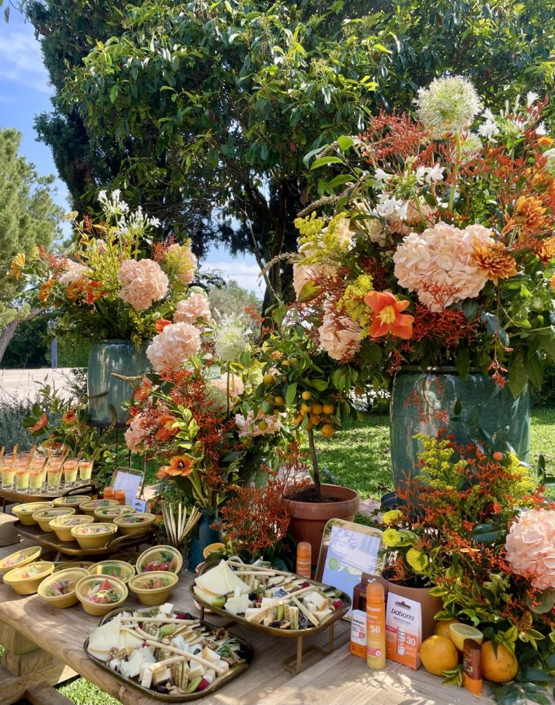 Variedad de platos cuidadosamente presentados en evento picnic exclusivo al aire libre de Gourmet Catering en Valencia